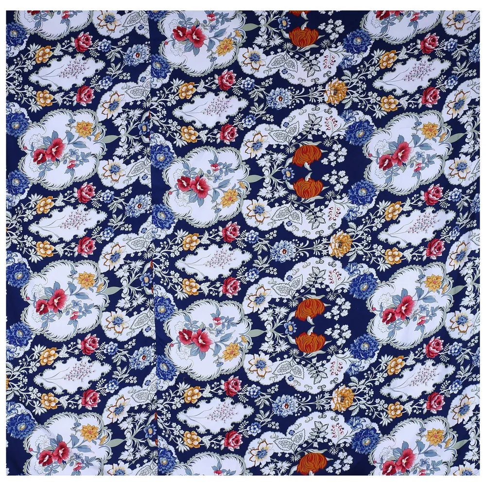 Jaipur Fabric Navy Blue Decorative Pure Cotton Reversible Double Bed Summer Blanket