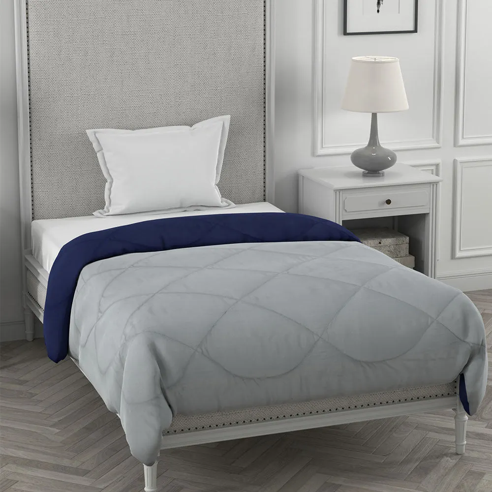 Jaipur Fabric Navy Blue & Light Grey Single Bed Comforter