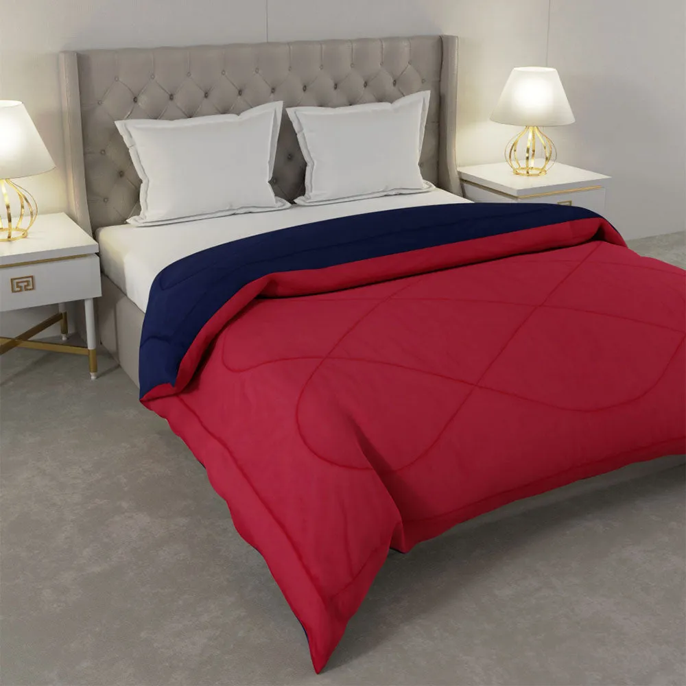Jaipur Fabric Navy Blue-Red Double Bed Comforter