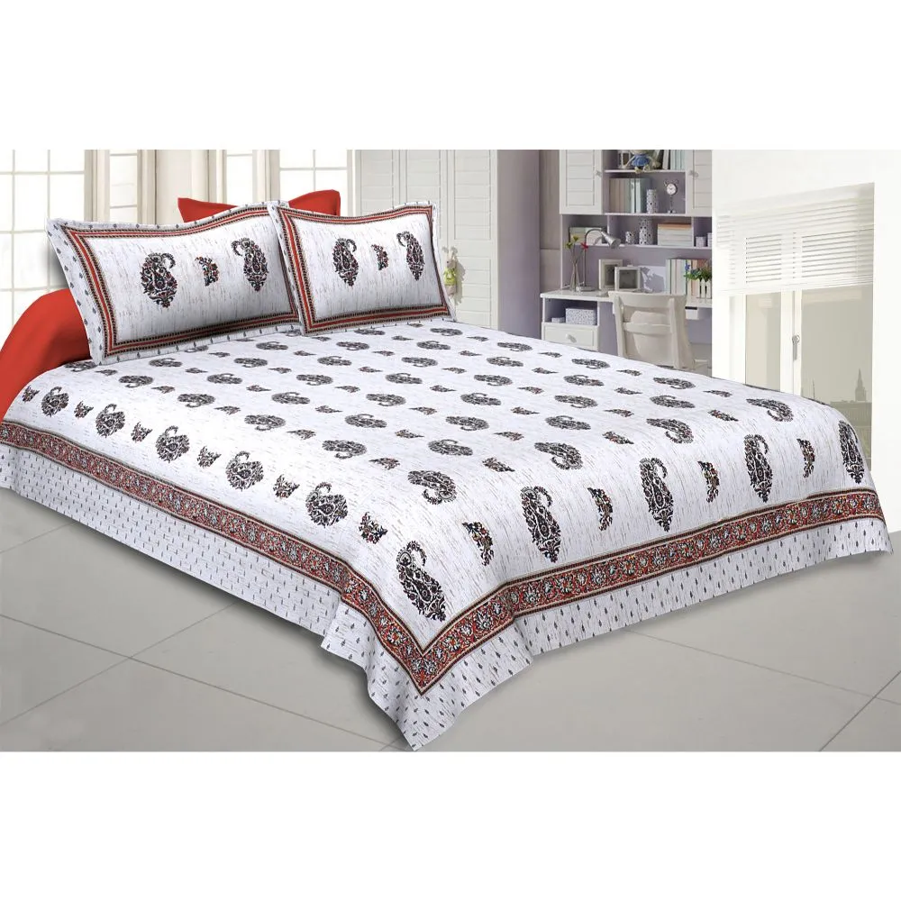 Jaipur Fabric Paisley Designer Super Soft Cotton Double Bedsheet