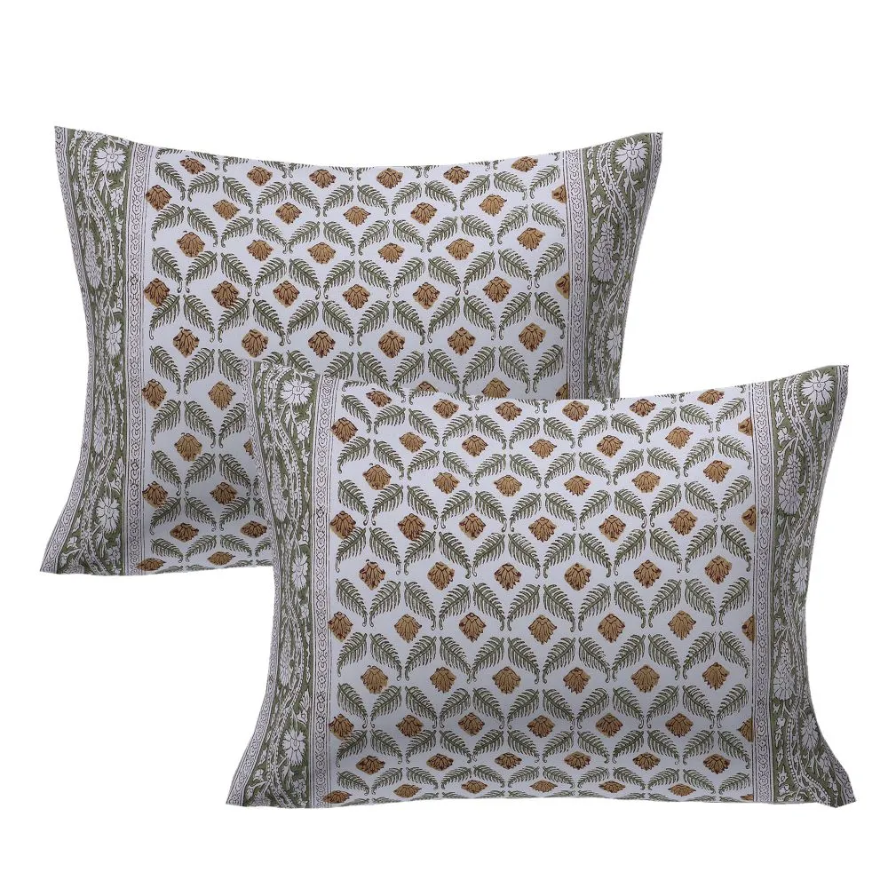 Jaipur Fabric Paisley Petals Blue Cotton King Size Bedsheet