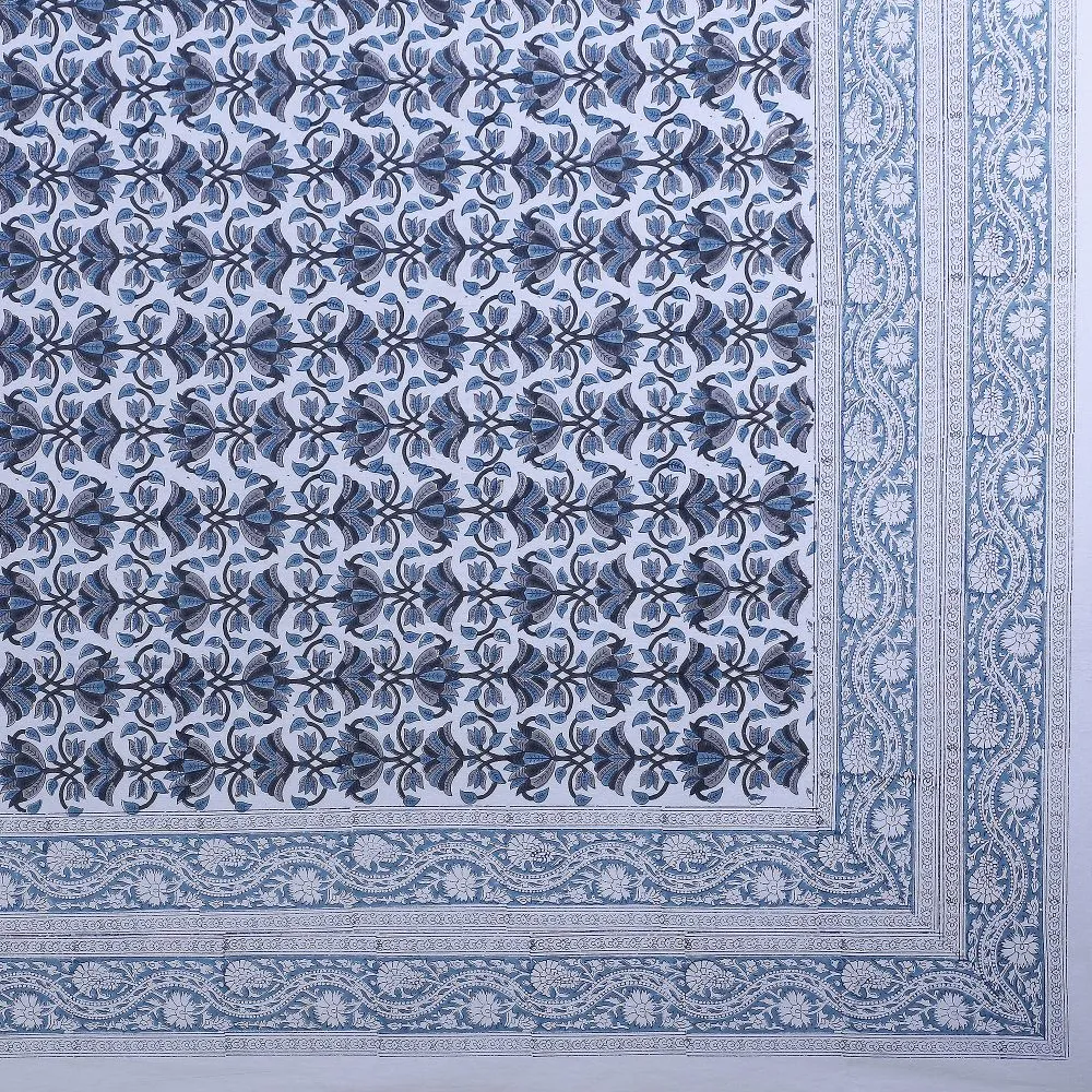 Jaipur Fabric Paisley Petals GreenCotton King Size Bedsheet