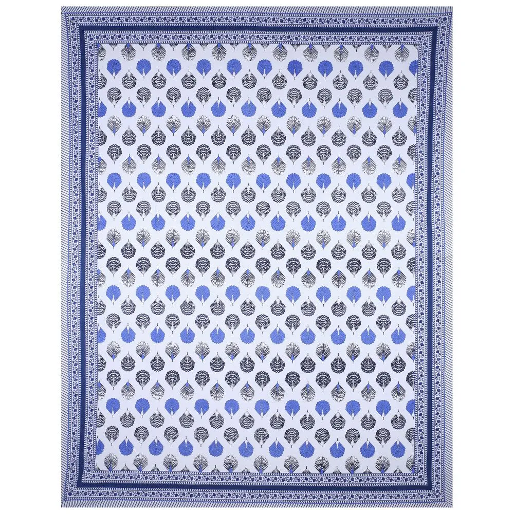 Jaipur Fabric Peacock Feather Designer Cotton Double Bedsheet Pink