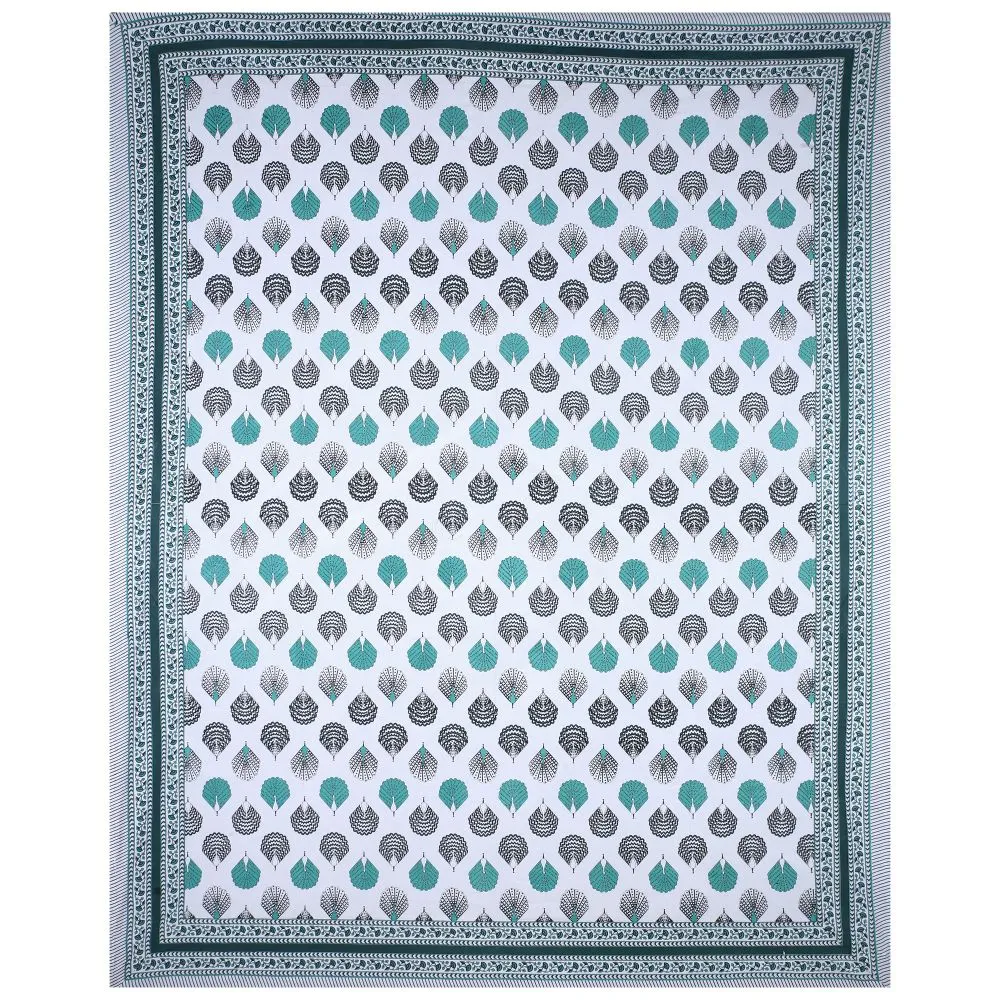 Jaipur Fabric Peacock Feather Designer Cotton Double Bedsheet Pink