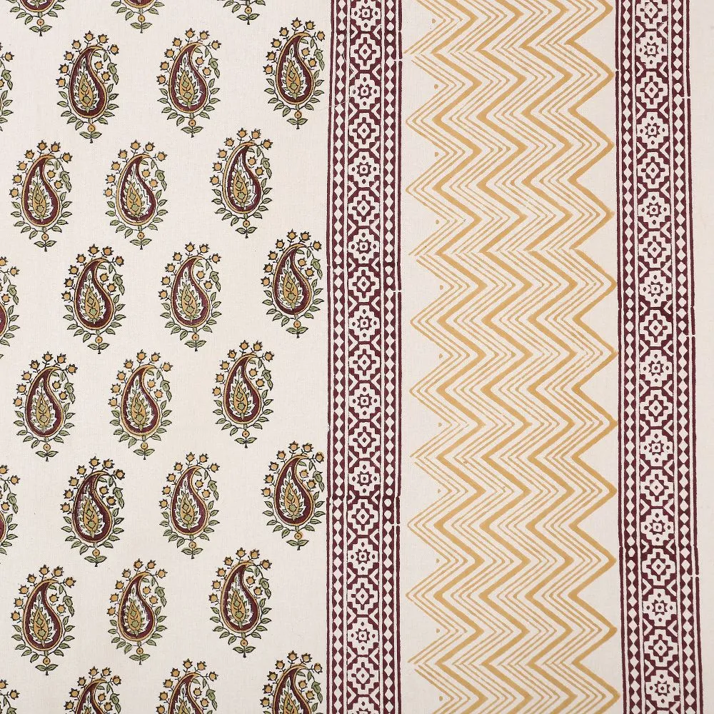 Jaipur Fabric Playful Paisley Hand Block Print Cotton Double Bedsheet Blue