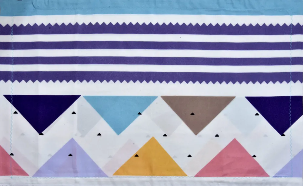 Jaipur Fabric Playful Triangles In Shades Of Blue Super Soft Polymix Double Bedsheet