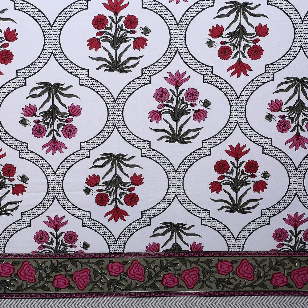 Jaipur Fabric Prime Ethnicity Cotton Double Bedsheet Pink