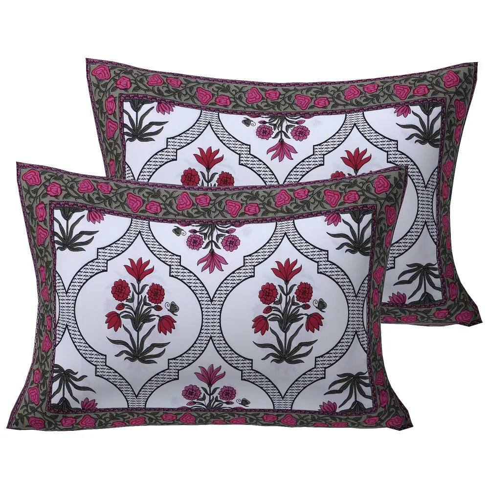 Jaipur Fabric Prime Ethnicity Cotton Double Bedsheet Pink