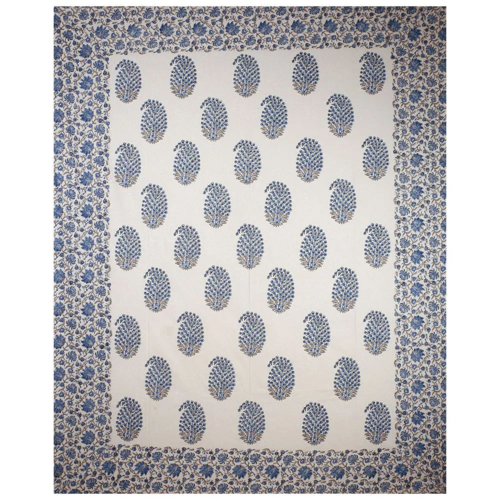 Jaipur Fabric Princely Paisley Hand Block Print Cotton Double Bedsheet