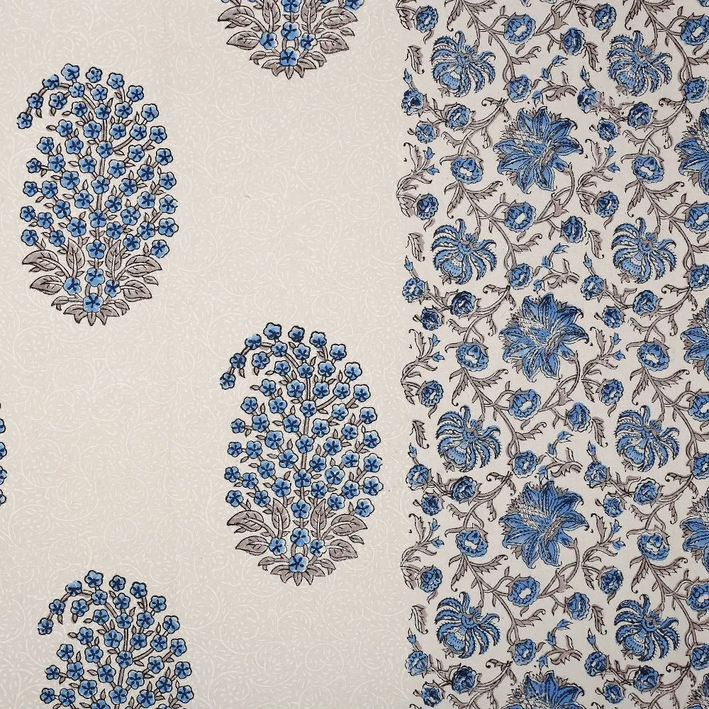 Jaipur Fabric Princely Paisley Hand Block Print Cotton Double Bedsheet
