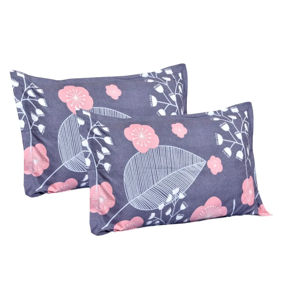 Jaipur Fabric Purple Leaf Super-soft Polymix Double bedsheet With 2 Pillow Cove