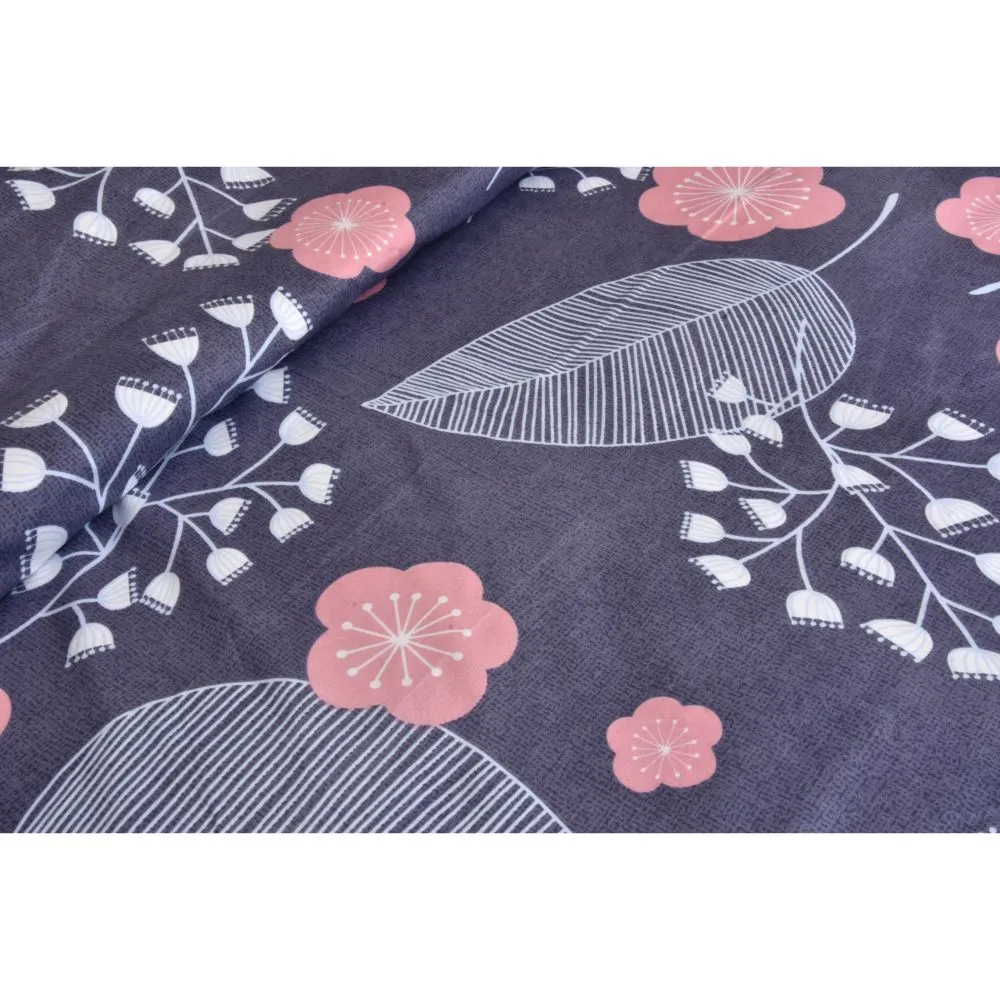 Jaipur Fabric Purple Leaf Super-soft Polymix Double bedsheet With 2 Pillow Cove