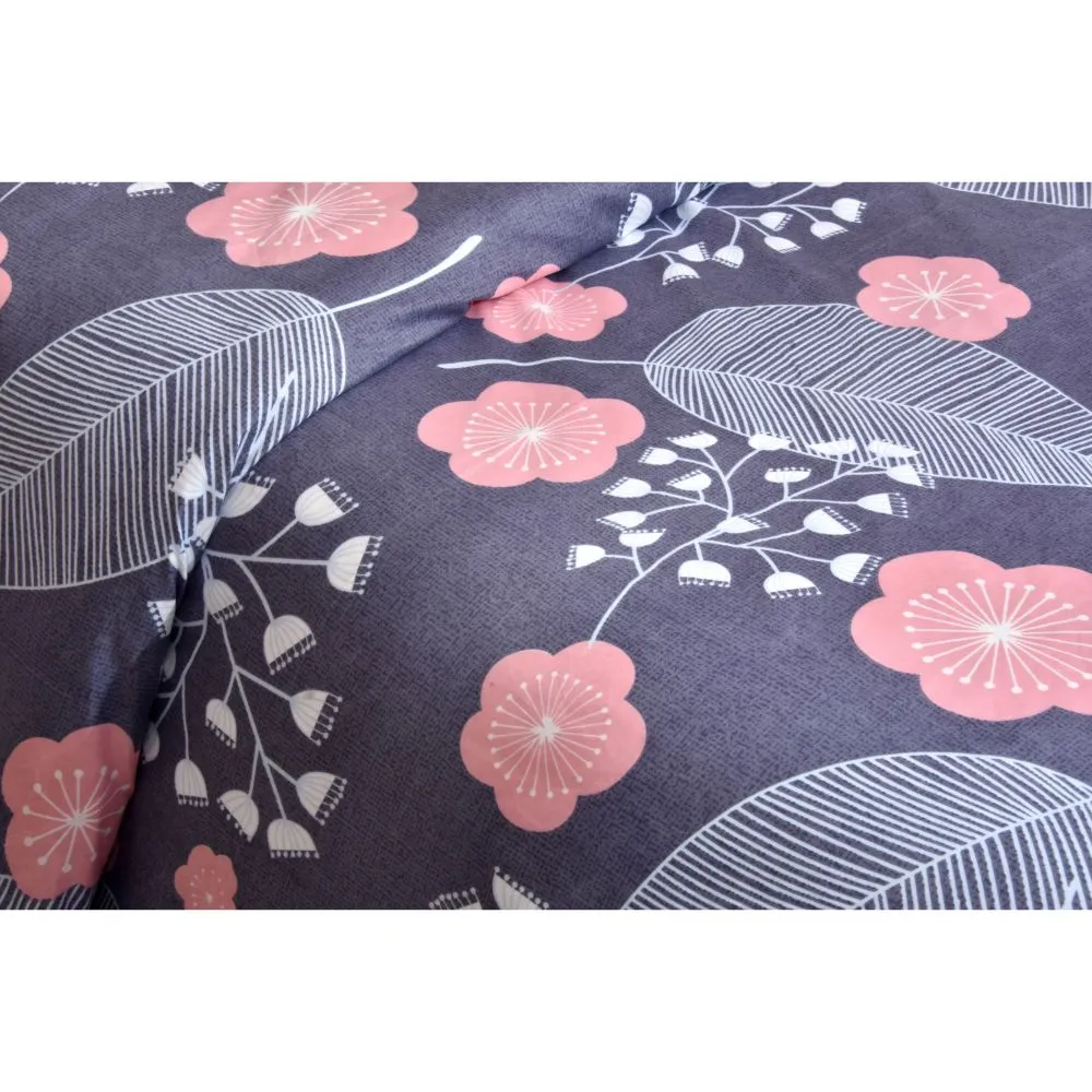 Jaipur Fabric Purple Leaf Super-soft Polymix Double bedsheet With 2 Pillow Cove