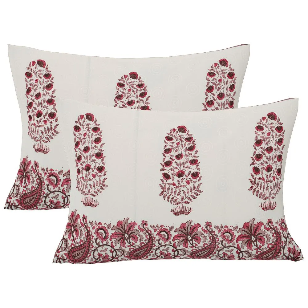 Jaipur Fabric Rich Red Ethnic Hand Block Print Cotton Double Bedsheet