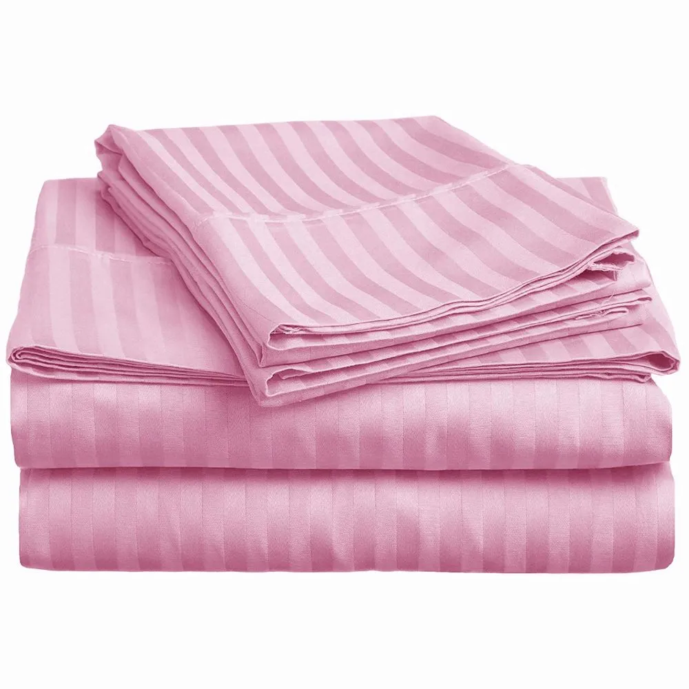 Jaipur Fabric Self Design 300 TC King Size Pure Cotton Satin Slumber Double Bedsheet With 2 Pillow Covers Navy Blue