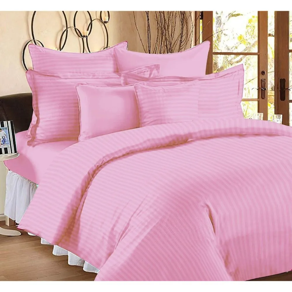 Jaipur Fabric Self Design 300 TC King Size Pure Cotton Satin Slumber Double Bedsheet With 2 Pillow Covers Navy Blue
