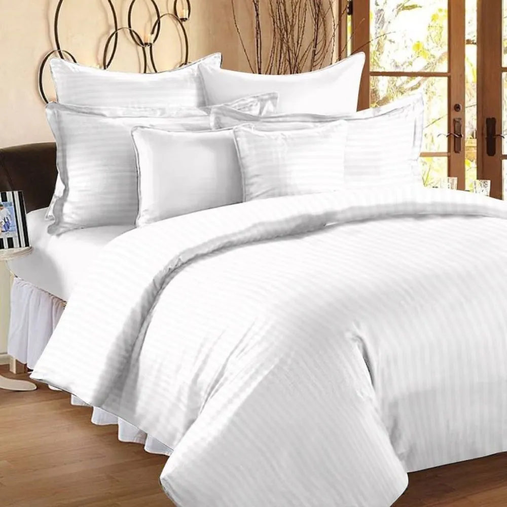 Jaipur Fabric Self Design 300 TC King Size Pure Cotton Satin Slumber Double Bedsheet With 2 Pillow Covers Navy Blue