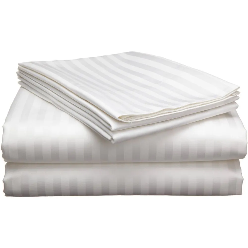 Jaipur Fabric Self Design 300 TC King Size Pure Cotton Satin Slumber Double Bedsheet With 2 Pillow Covers Navy Blue