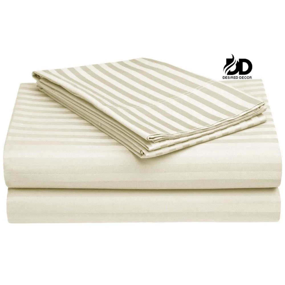 Jaipur Fabric Self Design 300 TC King Size Pure Cotton Satin Slumber Double Bedsheet With 2 Pillow Covers Navy Blue