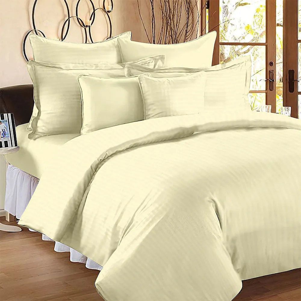 Jaipur Fabric Self Design 300 TC King Size Pure Cotton Satin Slumber Double Bedsheet With 2 Pillow Covers Navy Blue