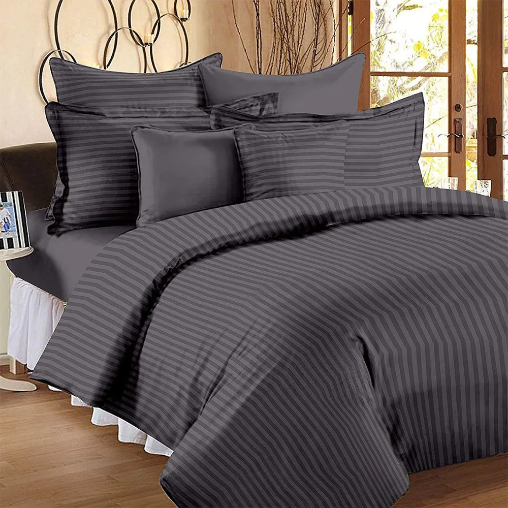Jaipur Fabric Self Design 300 TC King Size Pure Cotton Satin Slumber Double Bedsheet With 2 Pillow Covers Navy Blue
