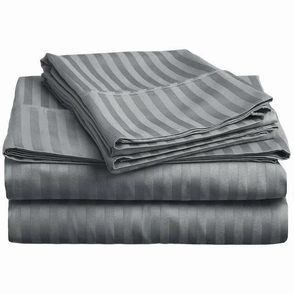 Jaipur Fabric Self Design 300 TC King Size Pure Cotton Satin Slumber Double Bedsheet With 2 Pillow Covers Navy Blue