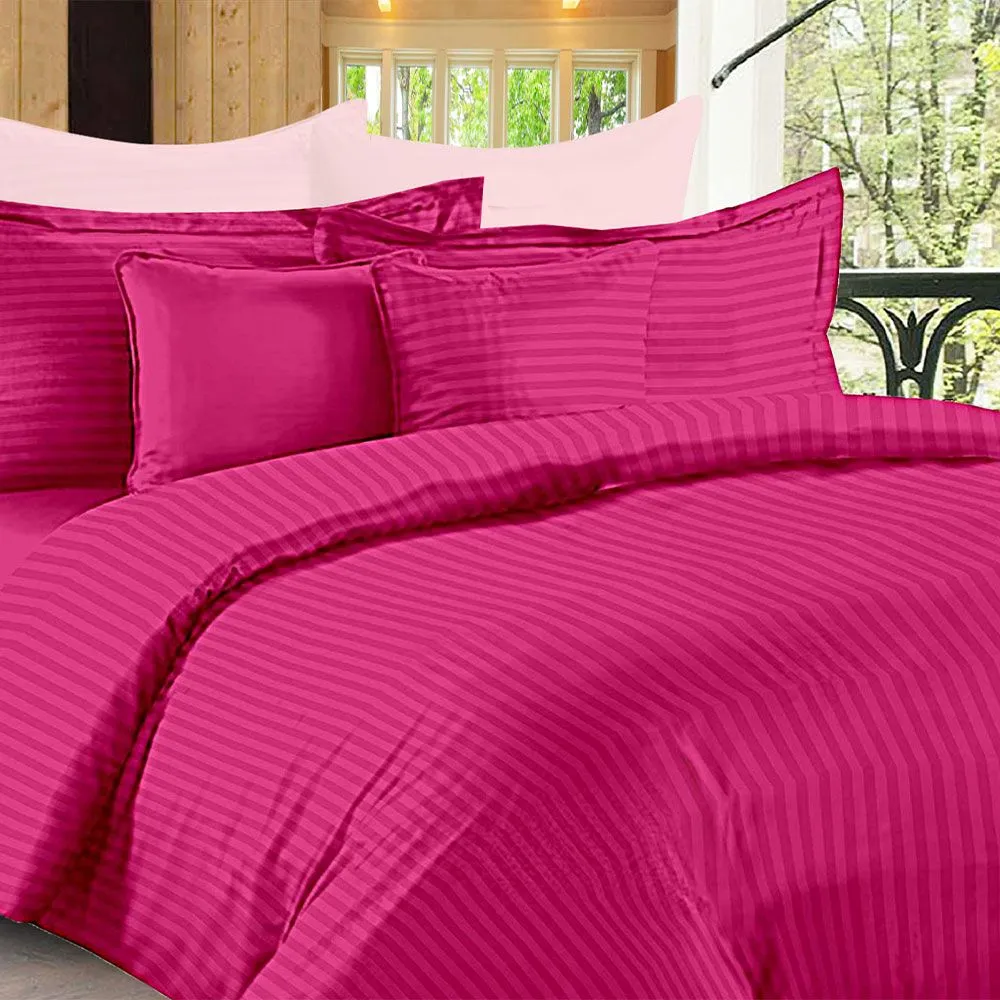 Jaipur Fabric Self Design 300 TC King Size Pure Cotton Satin Slumber Double Bedsheet With 2 Pillow Covers Navy Blue