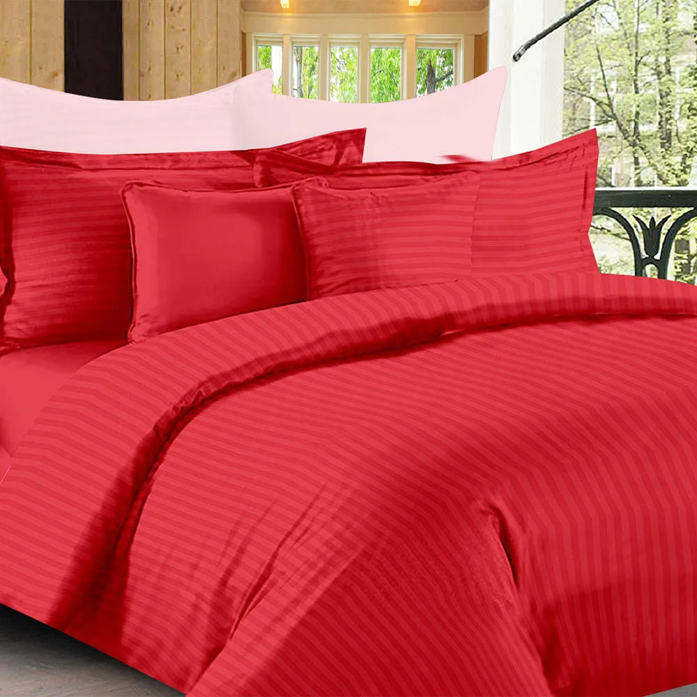 Jaipur Fabric Self Design 300 TC King Size Pure Cotton Satin Slumber Double Bedsheet With 2 Pillow Covers Navy Blue