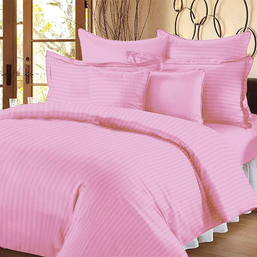 Jaipur Fabric Self Design 300 TC King Size Pure Cotton Satin Slumber Double Bedsheet With 2 Pillow Covers Navy Blue