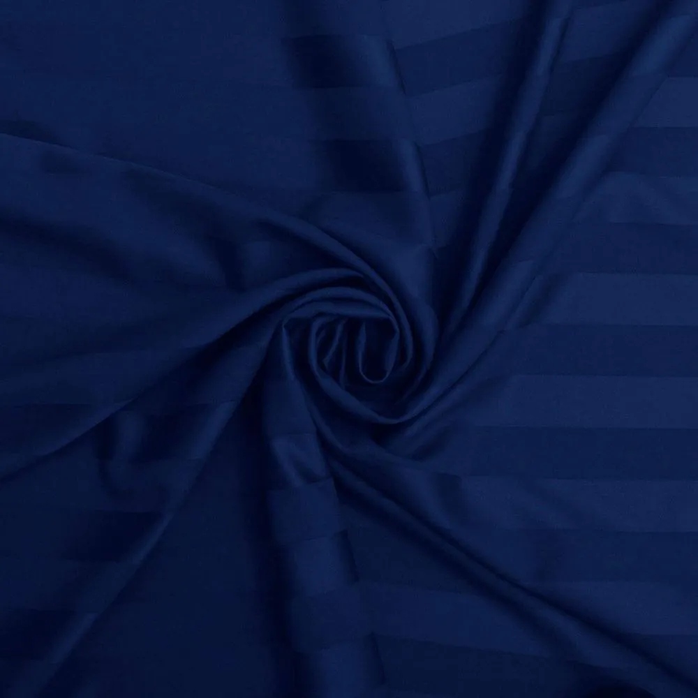 Jaipur Fabric Self Design 300 TC King Size Pure Cotton Satin Slumber Double Bedsheet With 2 Pillow Covers Navy Blue