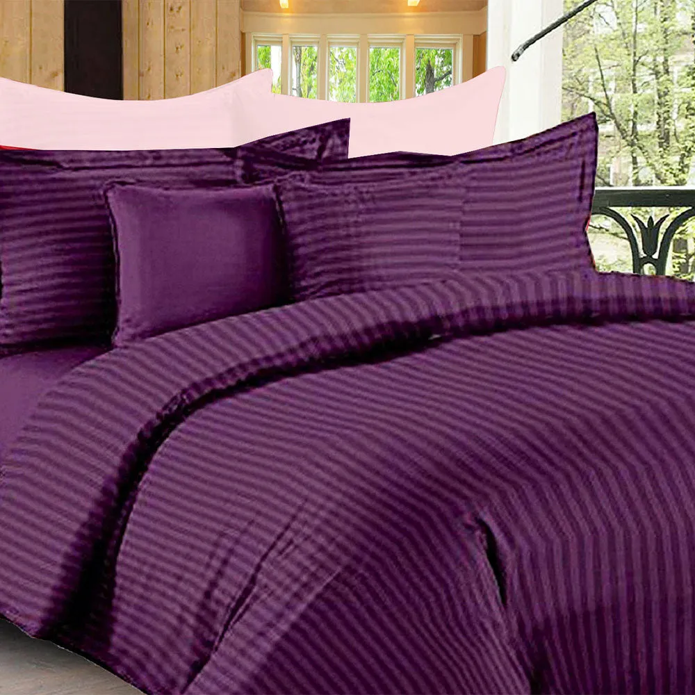 Jaipur Fabric Self Design 300 TC King Size Pure Cotton Satin Slumber Double Bedsheet With 2 Pillow Covers Navy Blue