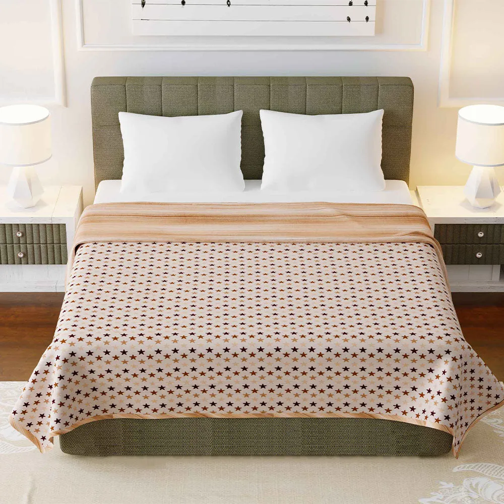 Jaipur Fabric Starry Nights Pure Cotton Reversible Double Bed Summer Blanket Brown Beige