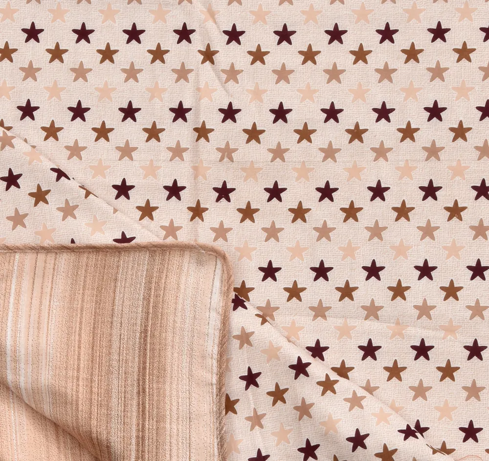 Jaipur Fabric Starry Nights Pure Cotton Reversible Double Bed Summer Blanket Brown Beige