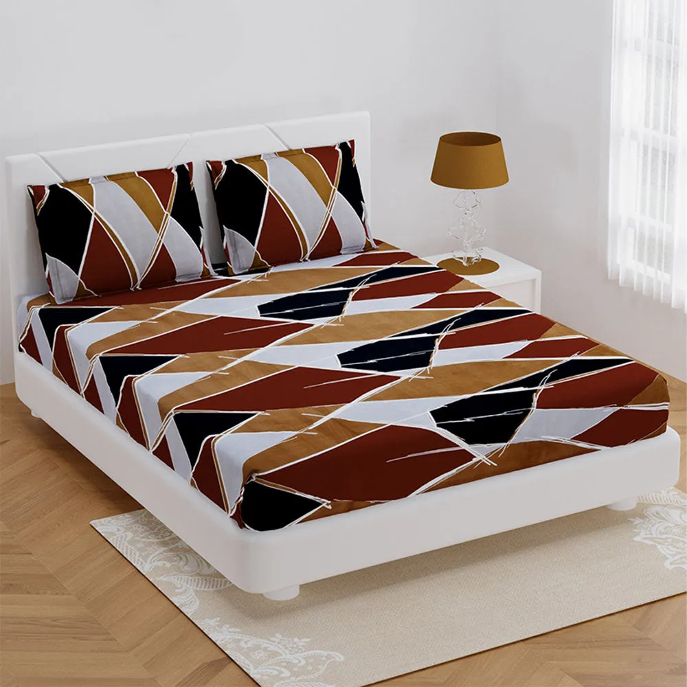 Jaipur Fabric Terrain Patterned Browny Super Soft Polymix Double Bedsheet