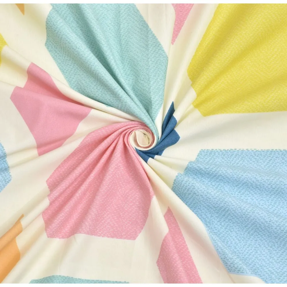 Jaipur Fabric Tessalation Patterned Colorful Super soft Double Bedsheet