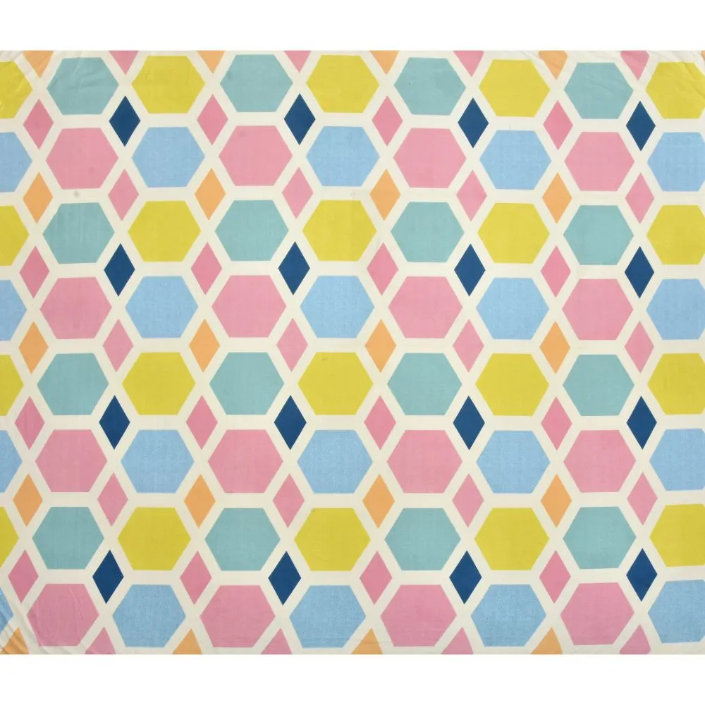 Jaipur Fabric Tessalation Patterned Colorful Super soft Double Bedsheet