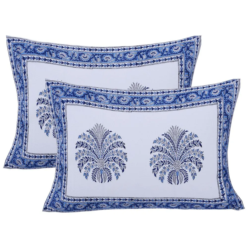 Jaipur Fabric The Blue Pumpkin Hand Block Print Cotton Double Bedsheet