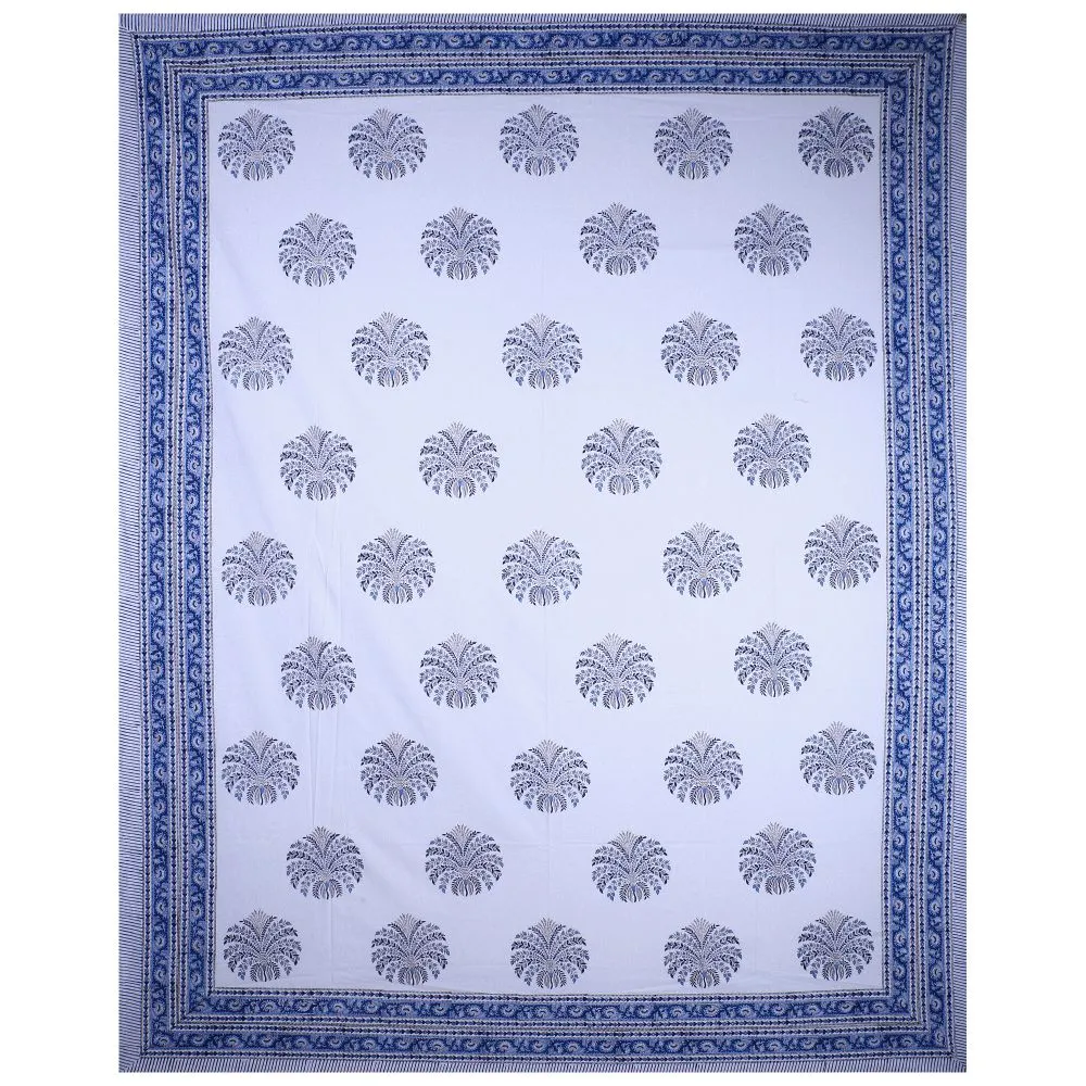 Jaipur Fabric The Blue Pumpkin Hand Block Print Cotton Double Bedsheet