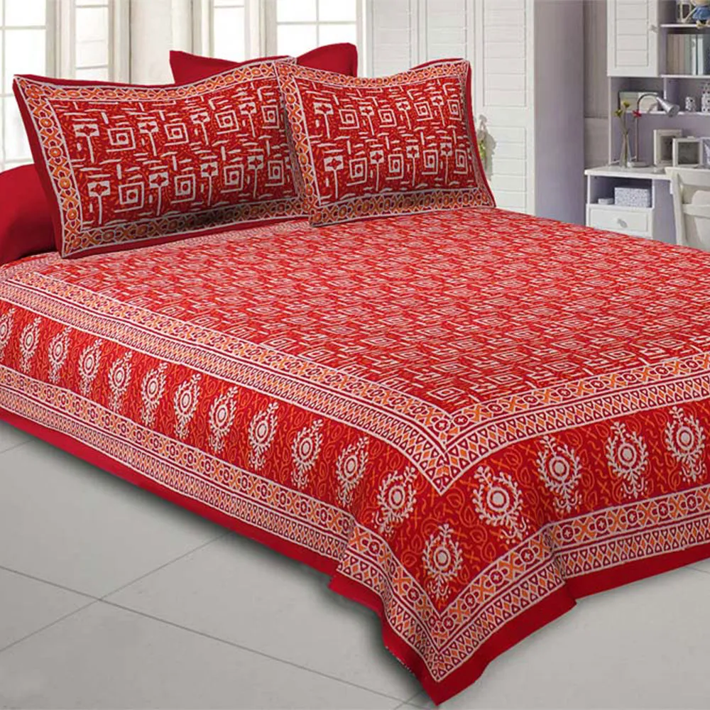 Jaipur Fabric The Good Omen Hand Block Print Cotton Double Bedsheet