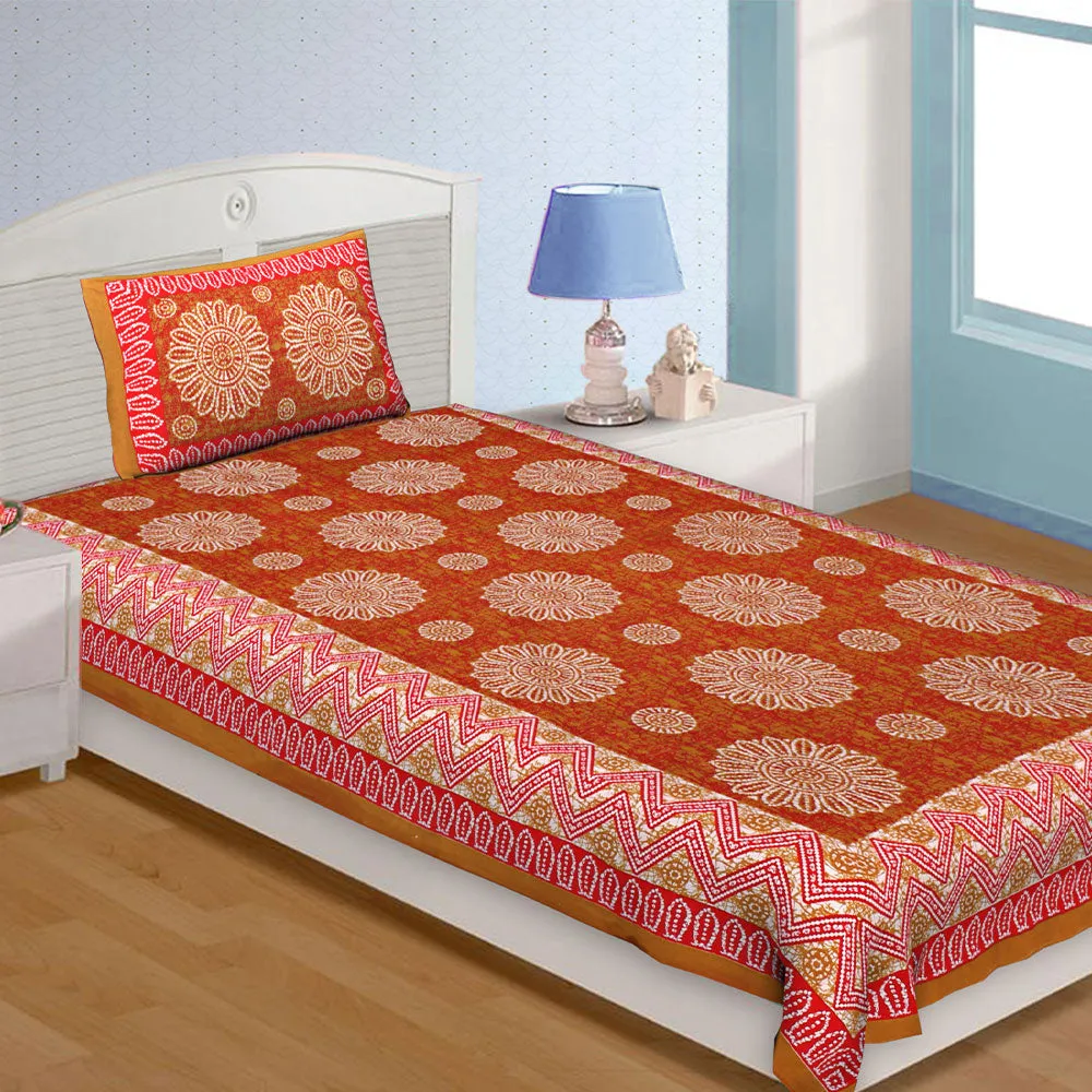 Jaipur Fabric Traditional Designer Super Soft Cotton Single Bedsheet Brown