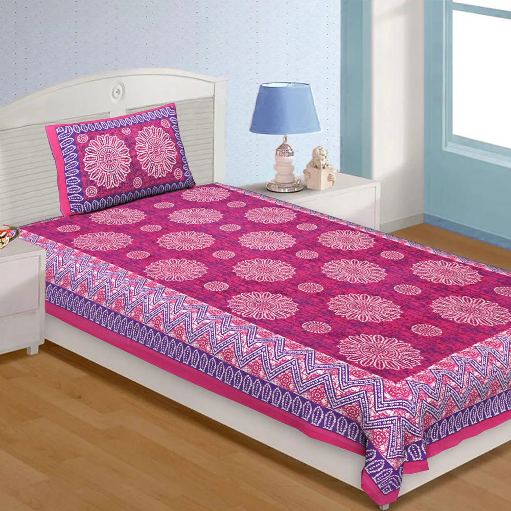 Jaipur Fabric Traditional Designer Super Soft Cotton Single Bedsheet Brown