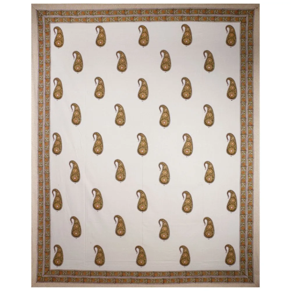 Jaipur Fabric Traditional Paisley Pattern Cotton Double Bedsheet