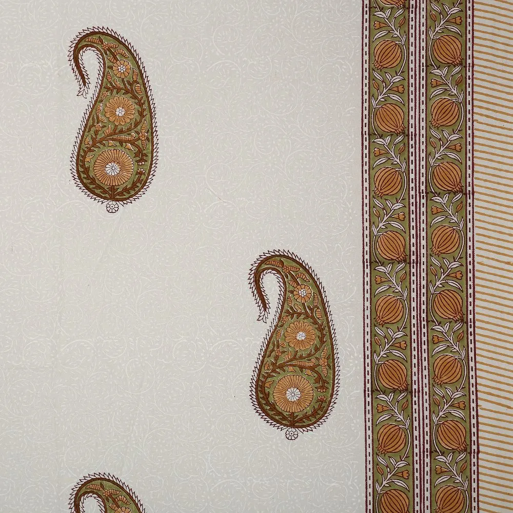 Jaipur Fabric Traditional Paisley Pattern Cotton Double Bedsheet