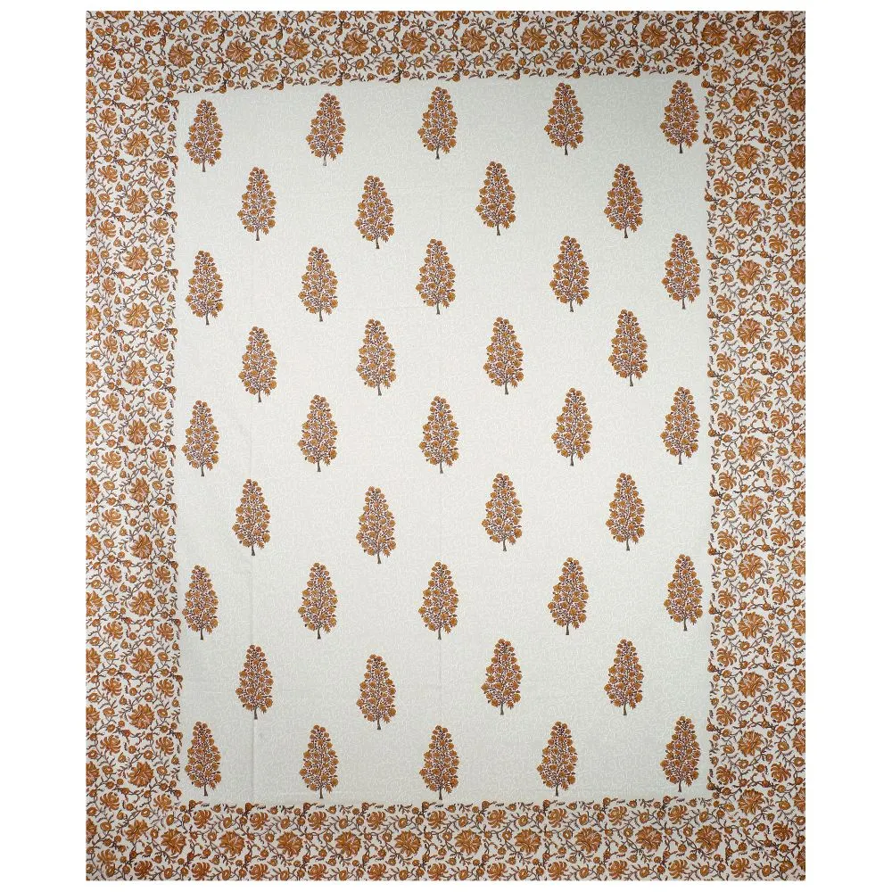 Jaipur Fabric Traditional Tree Hand Block Print Cotton Double Bedsheet
