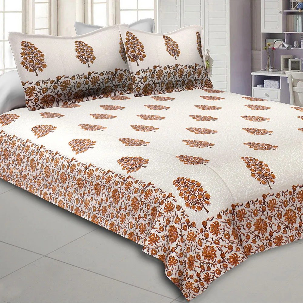 Jaipur Fabric Traditional Tree Hand Block Print Cotton Double Bedsheet