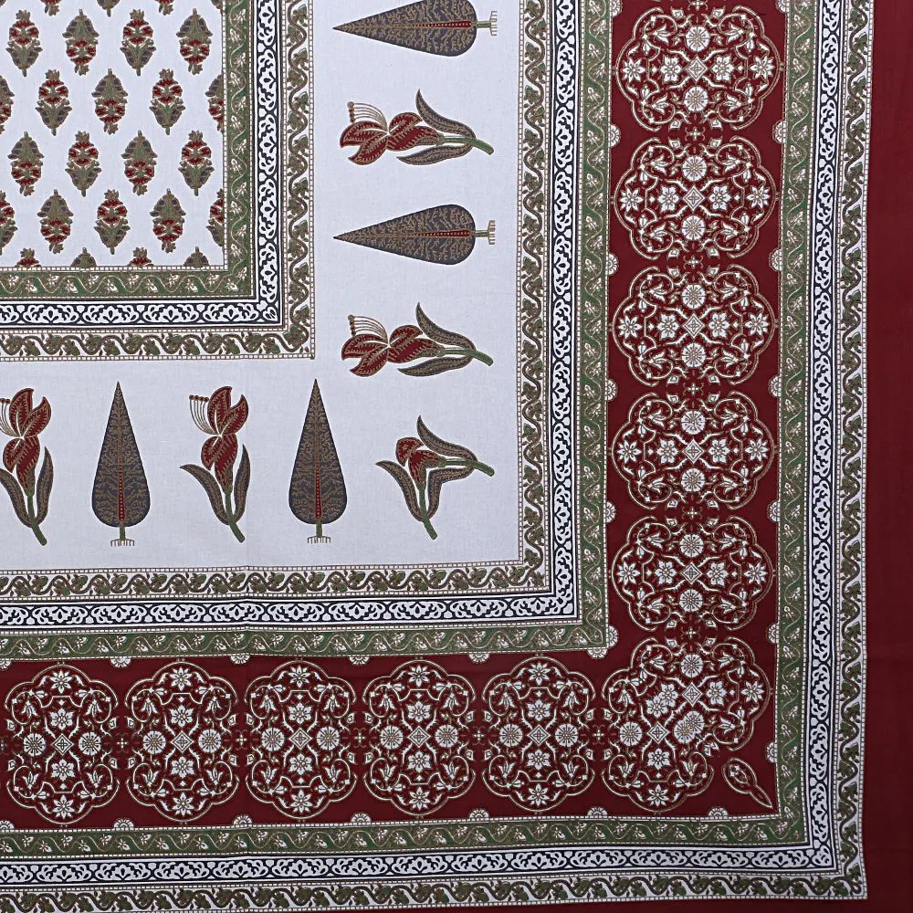 Jaipur Fabric Typical Ethnic Patterned Cotton Double Bedsheet Brown