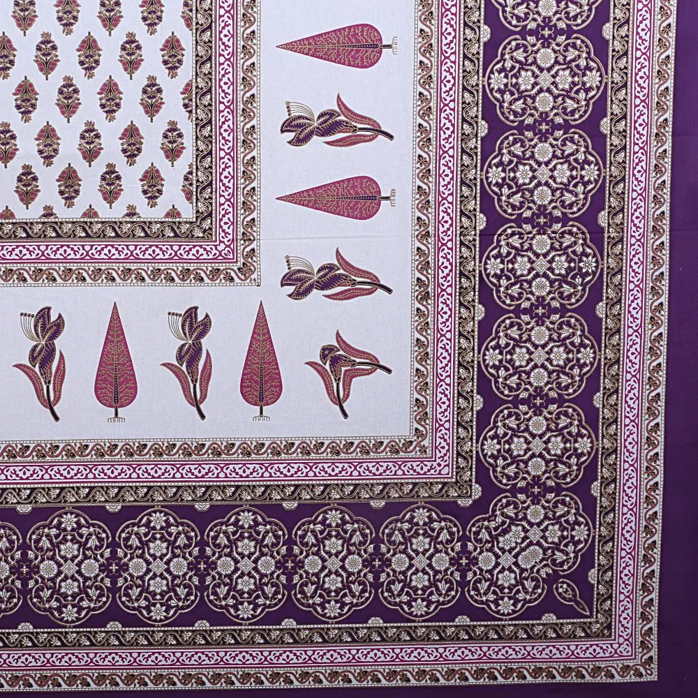 Jaipur Fabric Typical Ethnic Patterned Cotton Double Bedsheet Brown