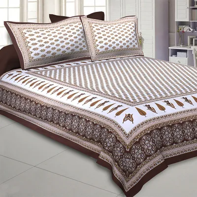 Jaipur Fabric Typical Ethnic Patterned Cotton Double Bedsheet