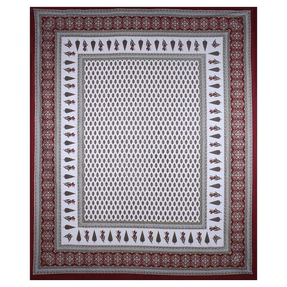 Jaipur Fabric Typical Ethnic Patterned Cotton Double Bedsheet Brown