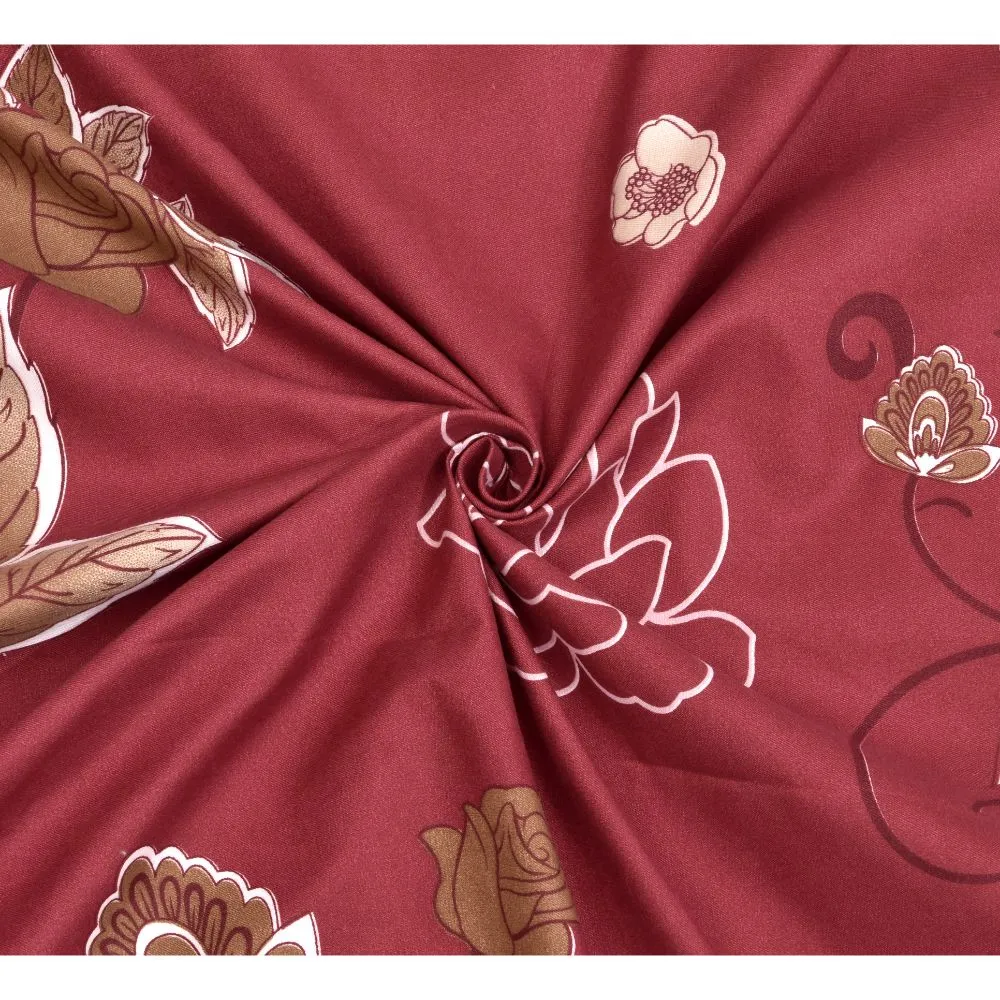 Jaipur Fabric Wild White Flora Red Super Soft Double Bedsheet